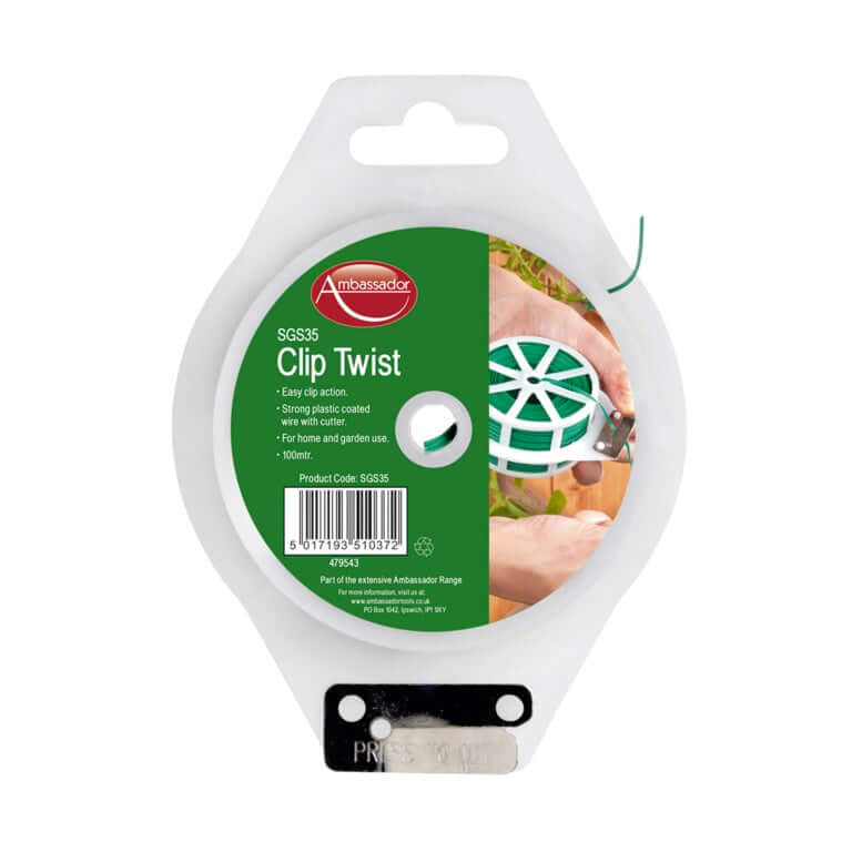 Ambassador Clip Twist 100m spool for home and garden use. Clip twist plant ties from Ambassador 4.95